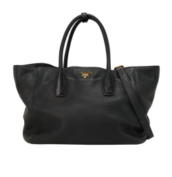 Logo Tote, Leather, Black, MII, DB/S, 3*